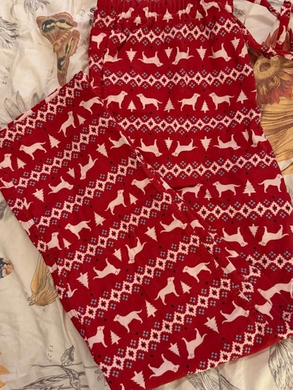 Red & White Printed Dogs /Christmas Flannel Pajama Pants